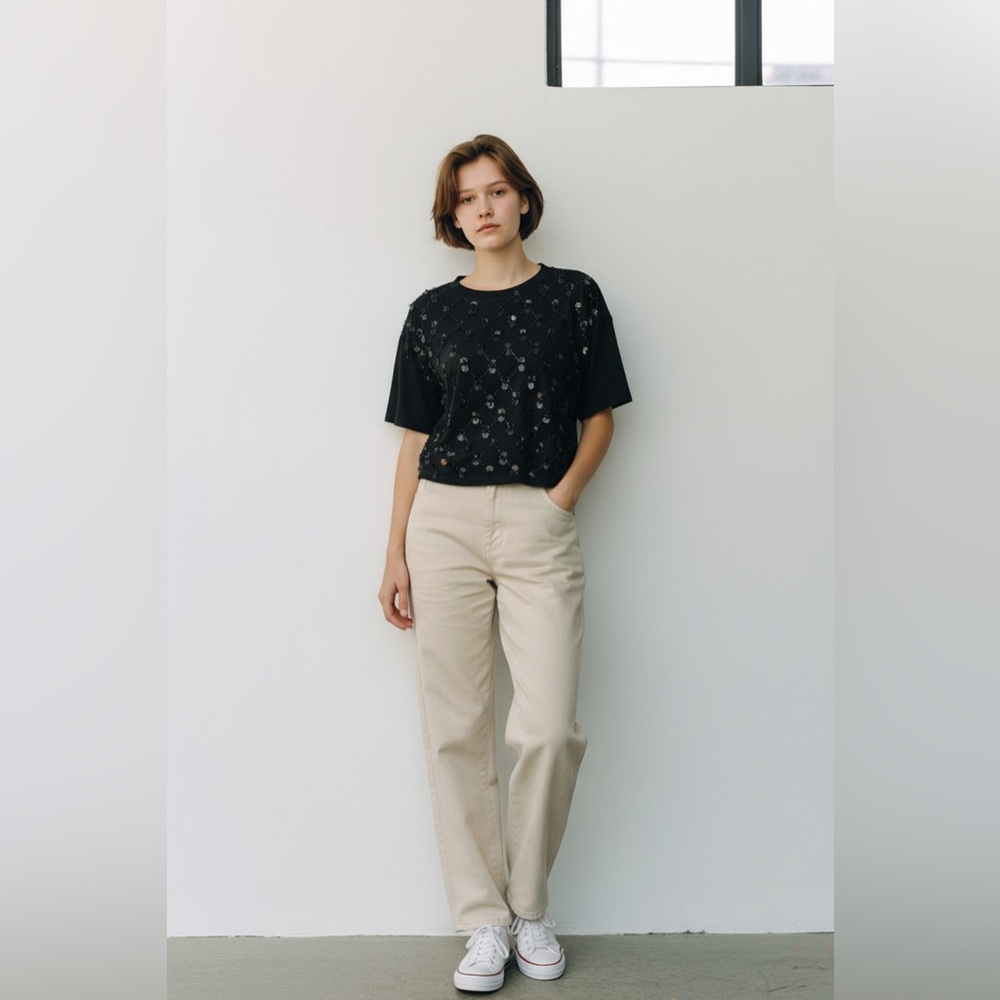 J Crew Elegant Black Sequin Women's Top